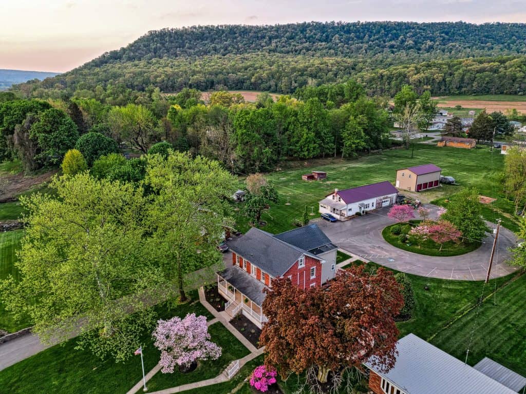 Aerial shot of the Finny house